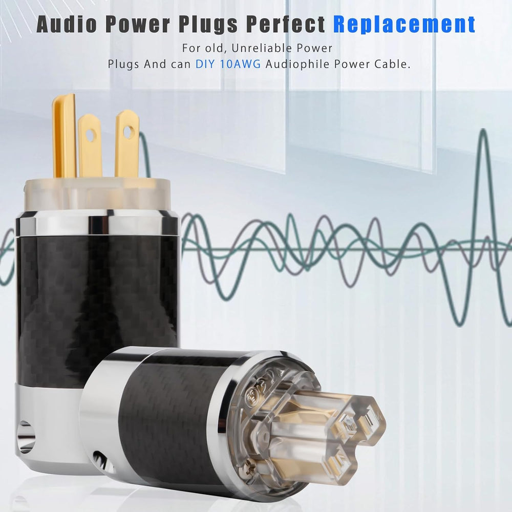 Audio Power Plug Black Carbon Fiber Transparent Aluminum Shell(Gold Plated)