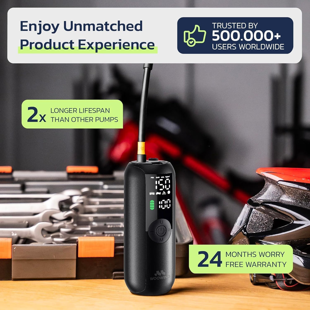 Woowind Bike Pump Portable Air Compressor for Cars & Bikes, 150 PSI