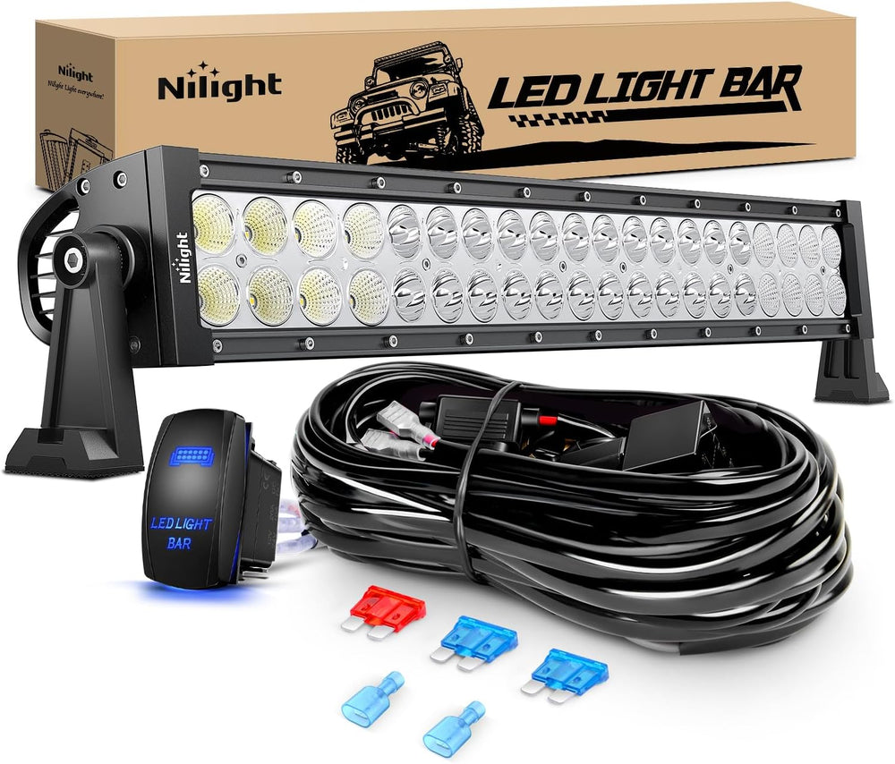 Nilight 22Inch 120W Spot Flood Combo Led Light Bar Off Road Driving Lights Bo...
