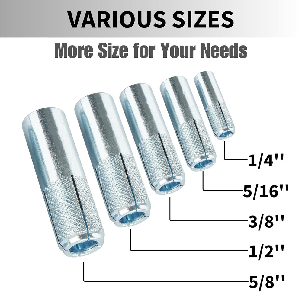 Party Animal Drop-in Anchors, 50 PCs 1/2"-13 Zinc-Plated for Concrete, S...