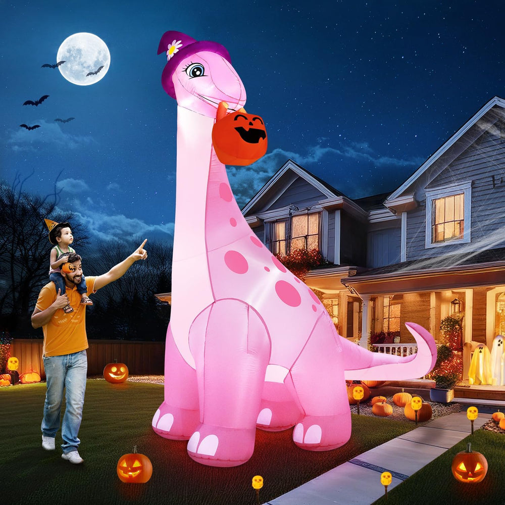 zukakii 13FT Giant Halloween Inflatables Decorations Outdoor Pink Dinosaur, H...