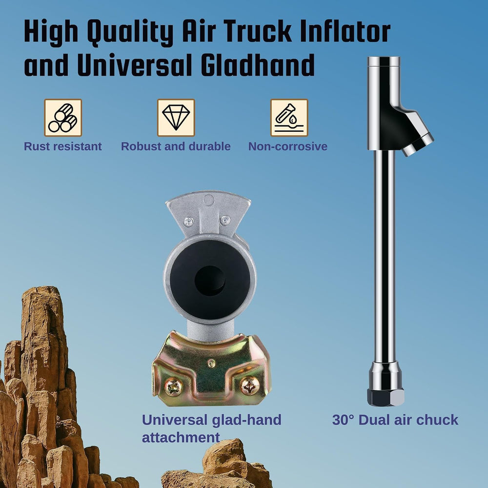 Truck Tire Inflator Kit, 3/8” x 50FT Hybrid Air Hose with 1/4" Chuck and...