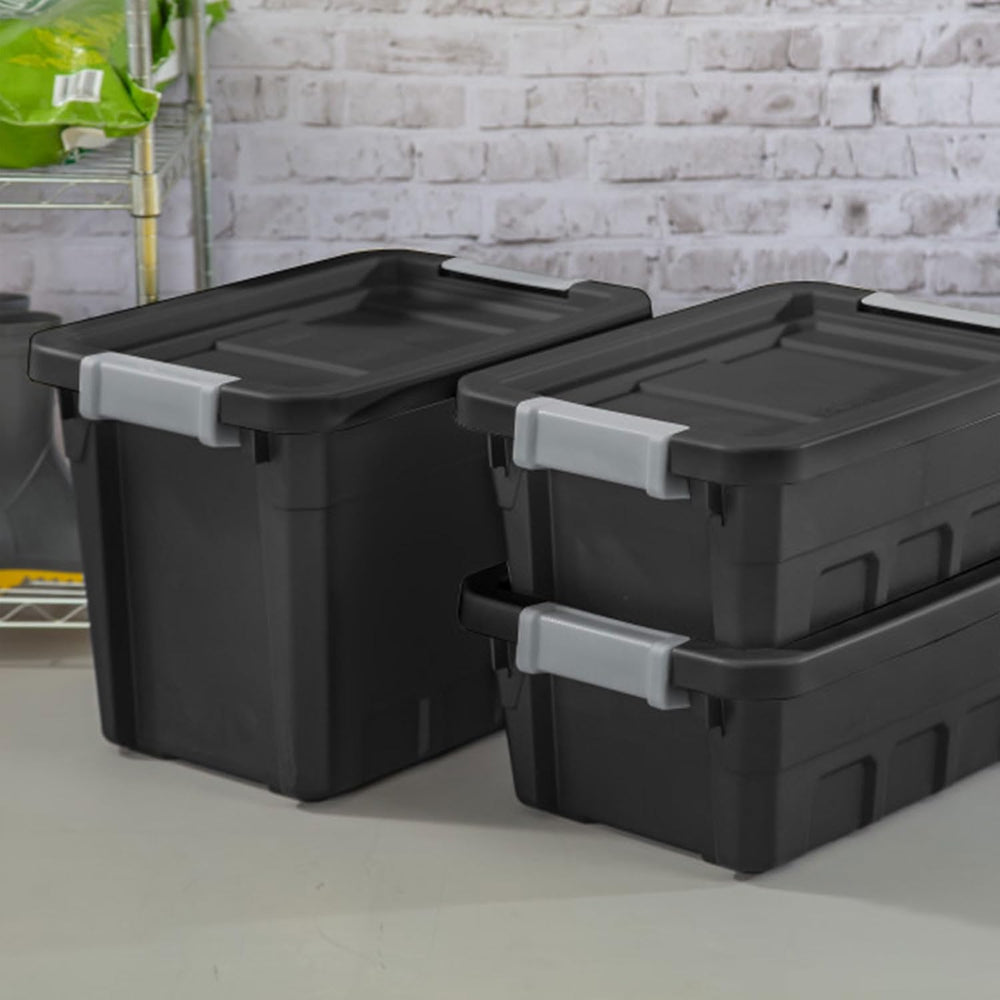 Sterilite Stacker Tote with Latching Lids for Garage, 4 Gallon, 6-Pack