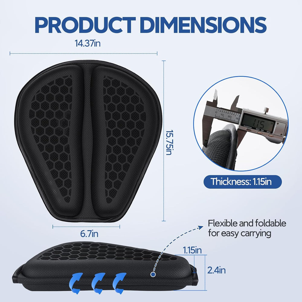 Motorcycle Gel Seat Cushion Large 3DHoneycomb Structure Shock Absorption Fold...