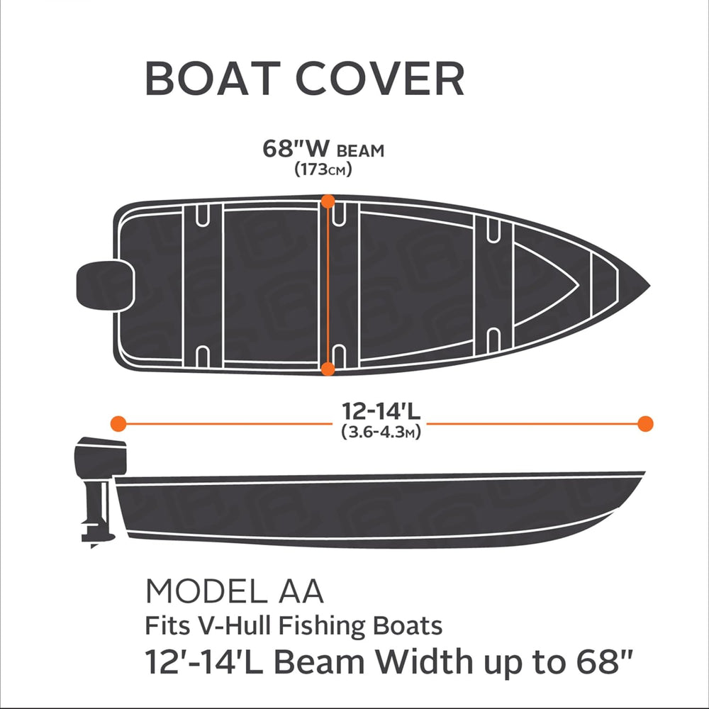 Classic Accessories StormPro Heavy-Duty Boat Cover, Fits Boats 12 ft - 14 ft ...