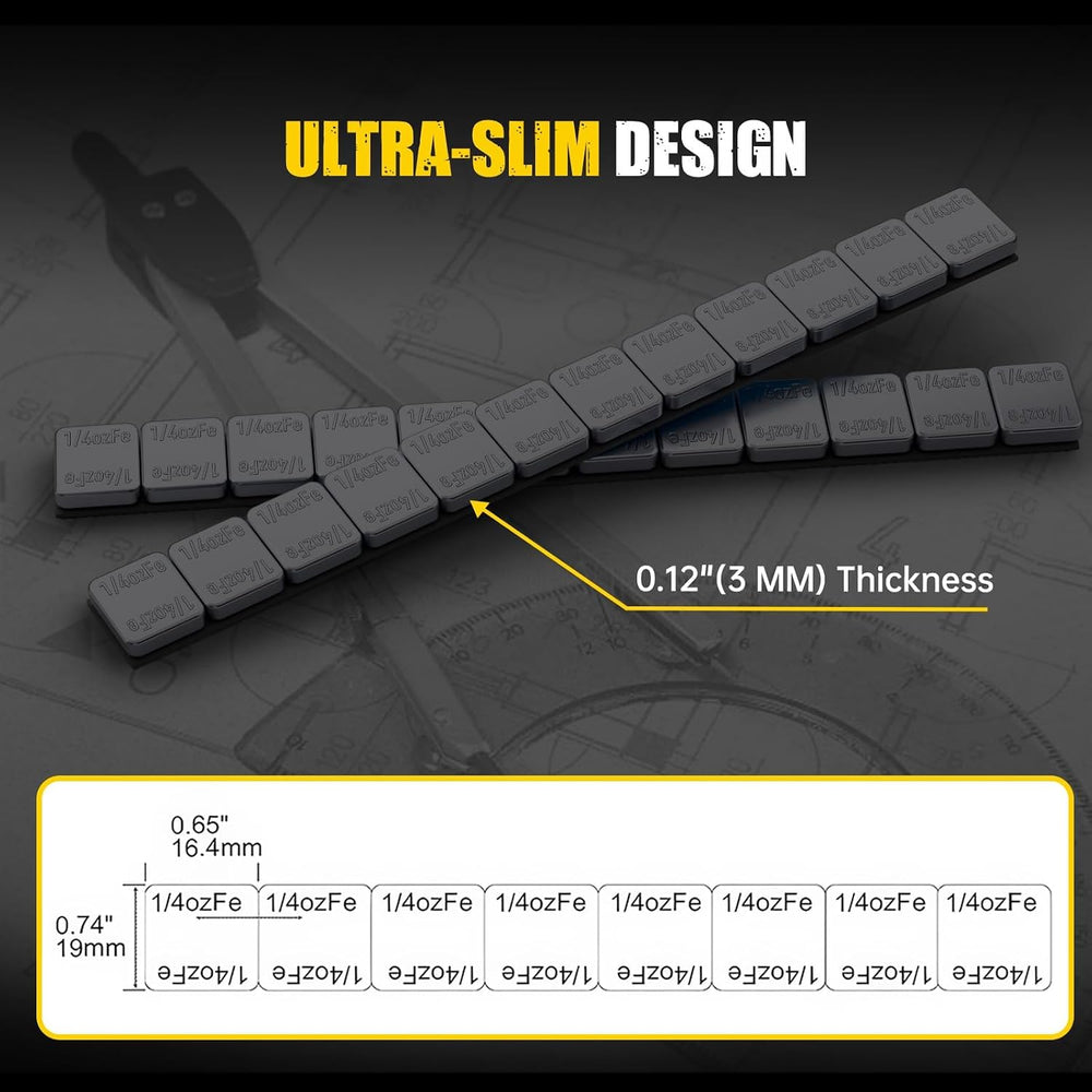MIKKUPPA 1/4oz Adhesive Stick on Wheel Weights, Black 0.25oz, 144oz/Box