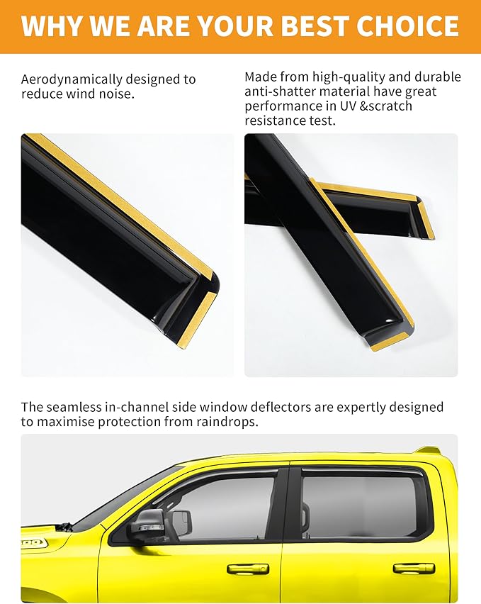 in-Channel Window Rain Guards Fit (4PCS)