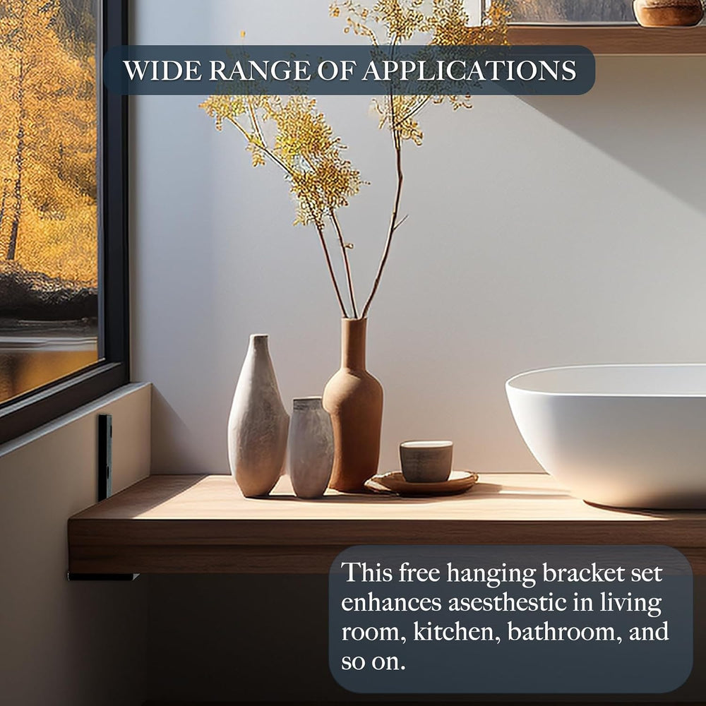 Free Hanging Countertop Support Bracket 14" Lx2.5 W 2 Pack Hidden Floati...