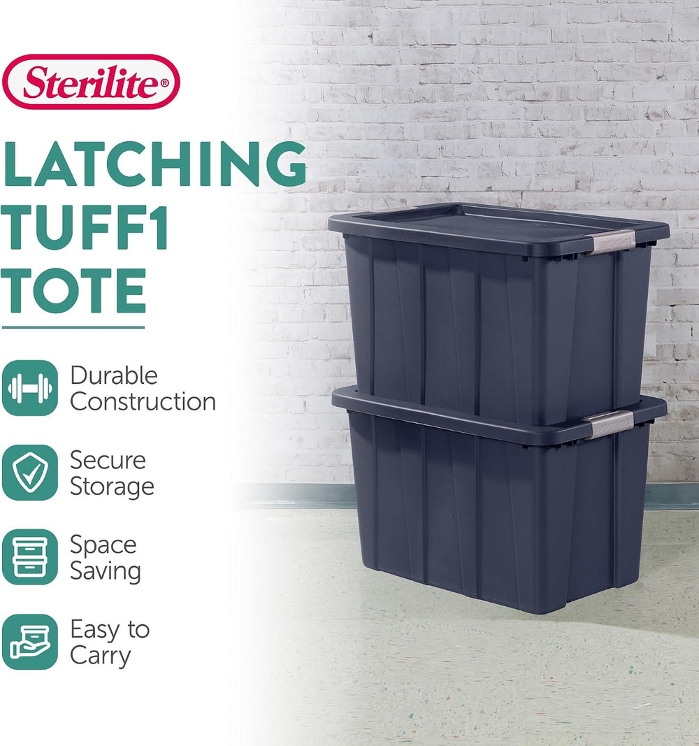 Sterilite Latching Tuff1 Tote Containers w/ Lids, 30 Gallon, 4-Pack