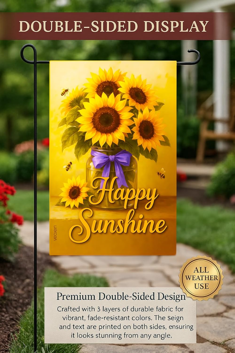 Premium 12 Pack Seasonal Garden Flags Set 12x18 Inch Double Sided, Burlap Out...