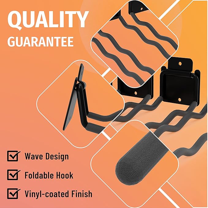HUHOLE Garage Hooks, Ladder Hangers (4 Pack)