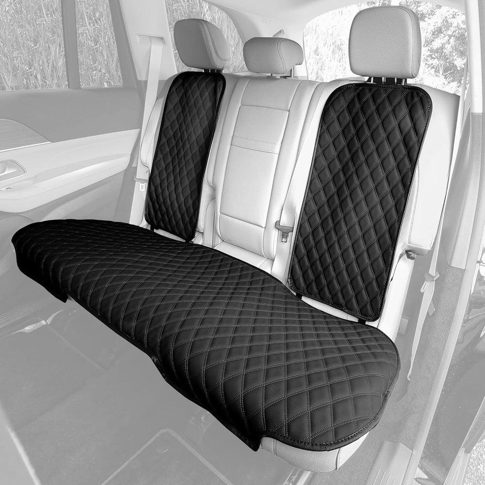FH Group Car Seat Cushion Rear Set Black Faux Leather Automotive Seat Cushion...