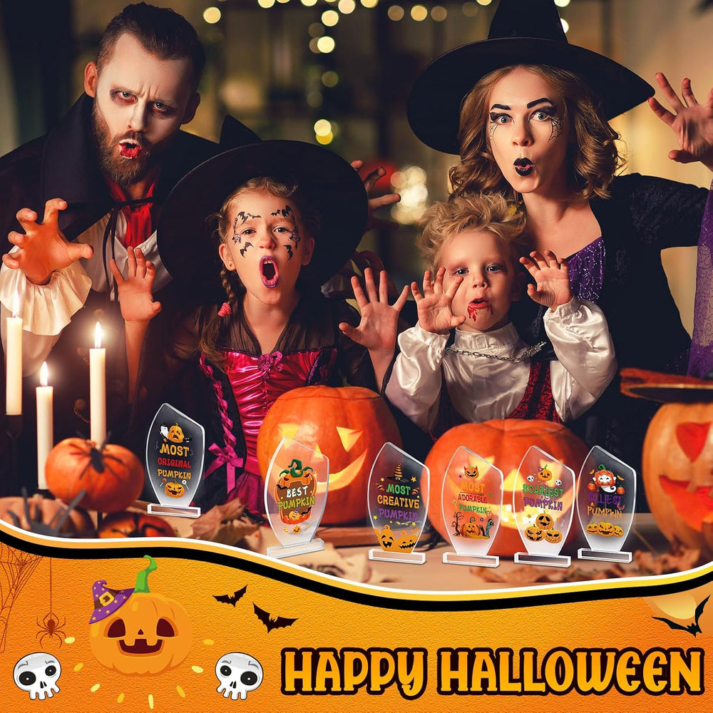 Pinkunn 6 Pcs 7.3'' Acrylic Halloween Trophy Awards