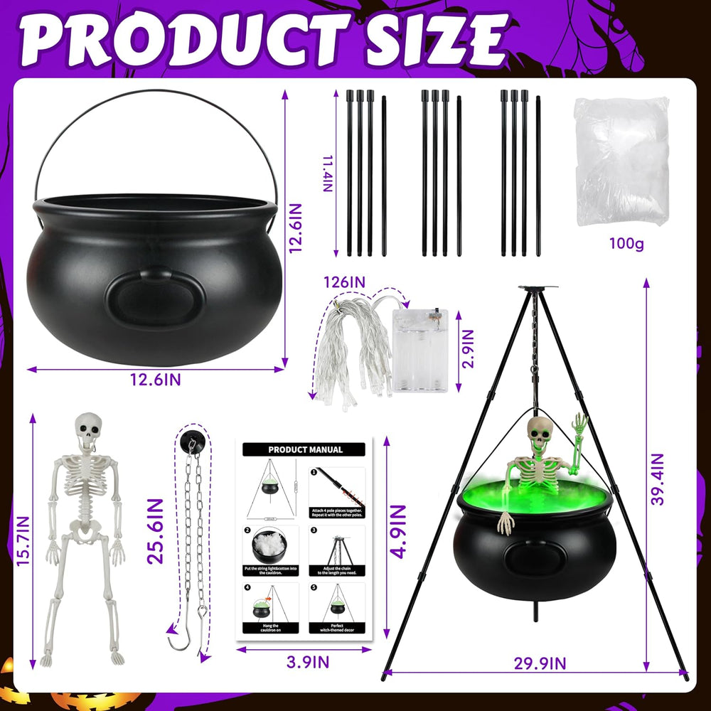 Halloween Decorations Outdoor, 12.6” Large Witches Cauldron Kettle on Tripod ...
