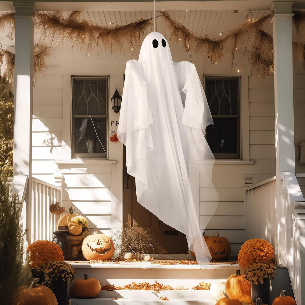 JOYIN Halloween Hanging Light up Ghost, 47” White Ghosts with Warm White LED ...