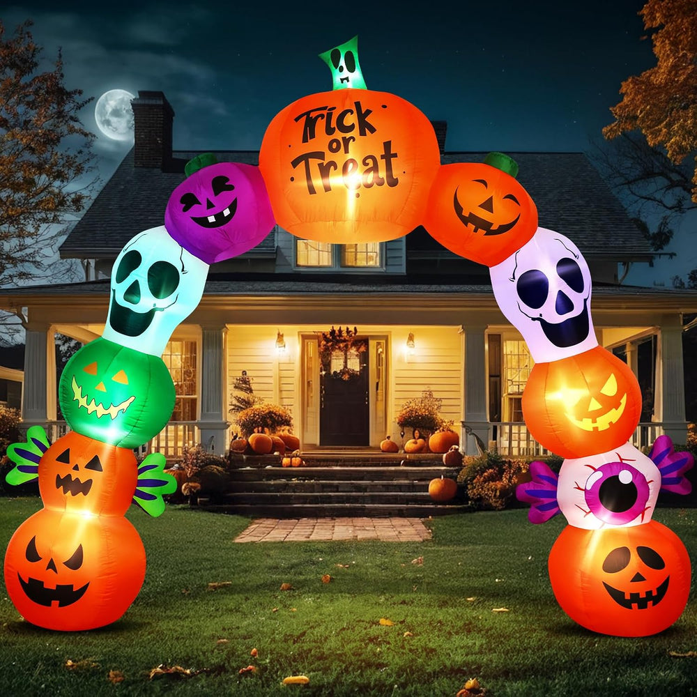 10FT Halloween Inflatable Archway, Pumpkin Skeleton Yard Outdoor Decor