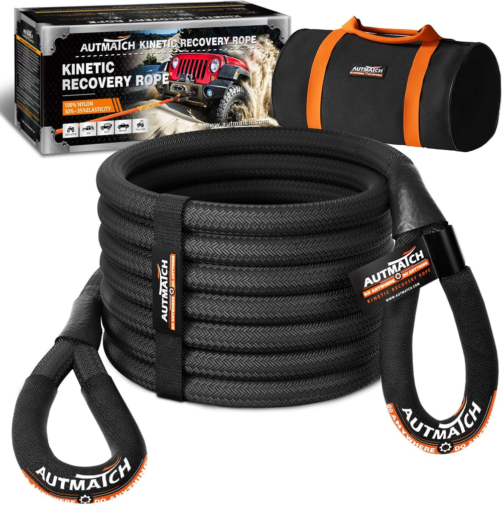 AUTMATCH Kinetic Recovery Tow Rope 1" x 30FT - Heavy Duty Energy Recover...