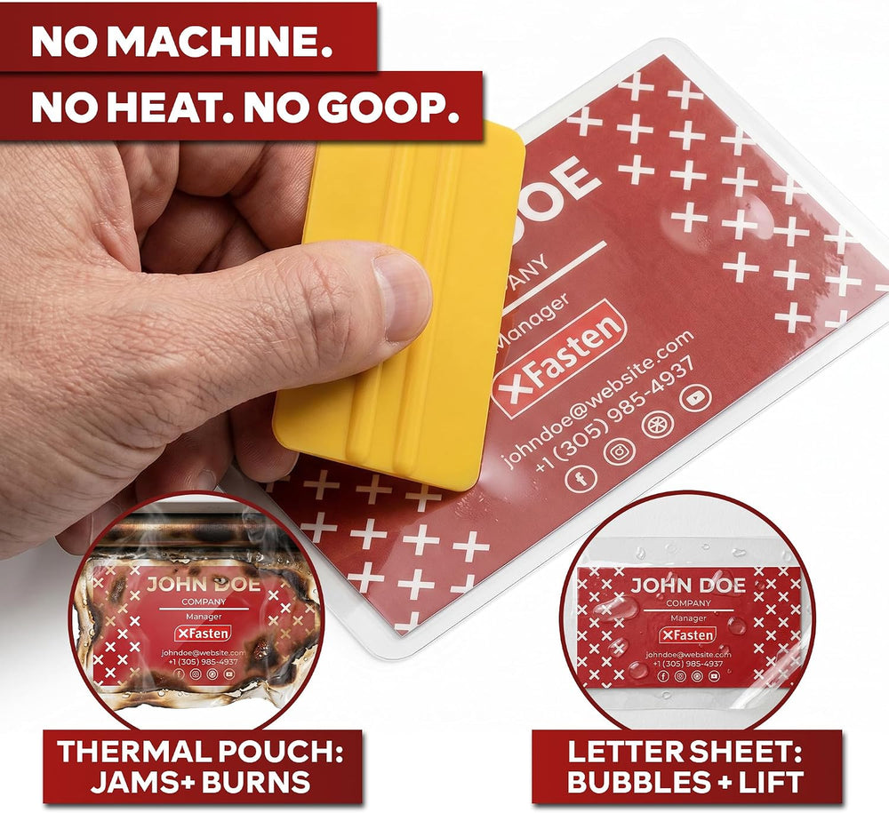 XFasten Self Seal Laminating Pouches Business Card Size 4-Inch x 3-Inch 100-P...