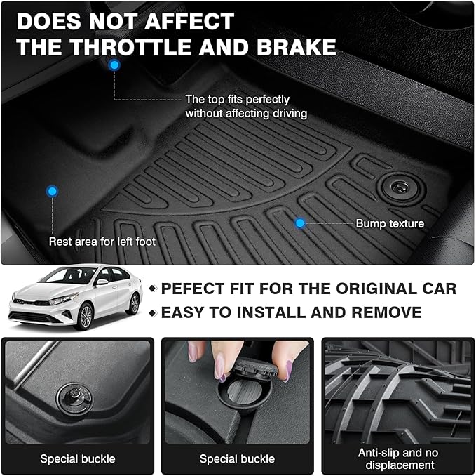 Powerty Floor Mats for 2019-2022 2023 2024 Kia Forte Accessories All Weather