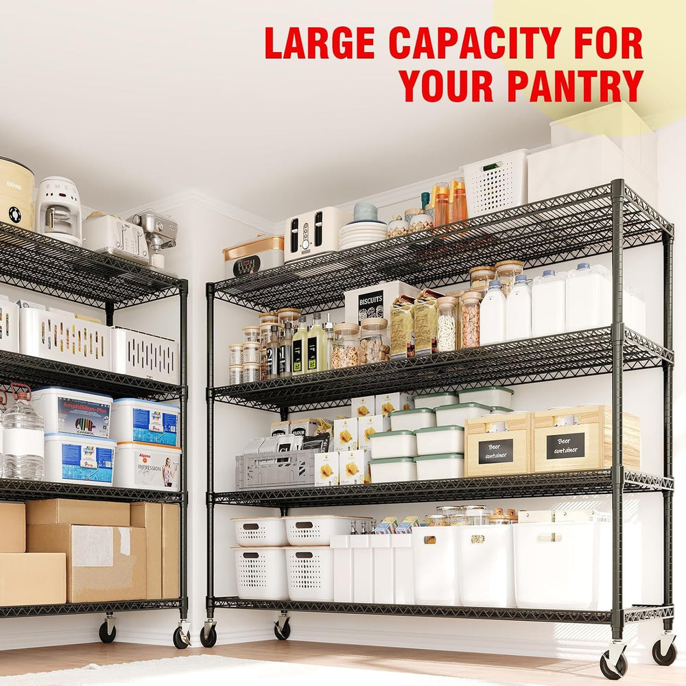 Garvee 4-Tiers Storage Shelves 2640LBS Heavy Duty Metal Shelves with Wheel