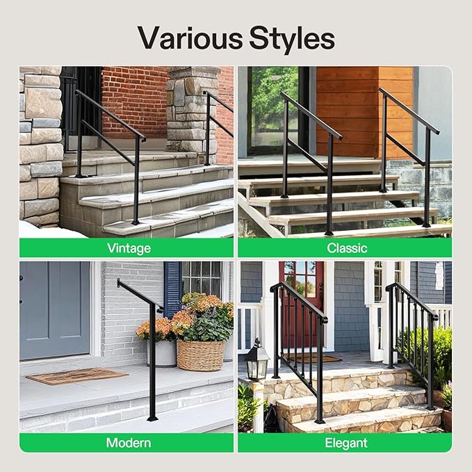 VIVOSUN Outdoor Handrail, 4 Step Stair Handrail, 47.5" x 39" Fits 1...