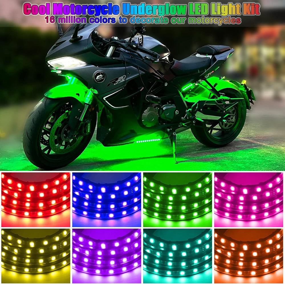 10Pcs Motorcycle LED Underglow Kit APP for Harley Honda Suzuki