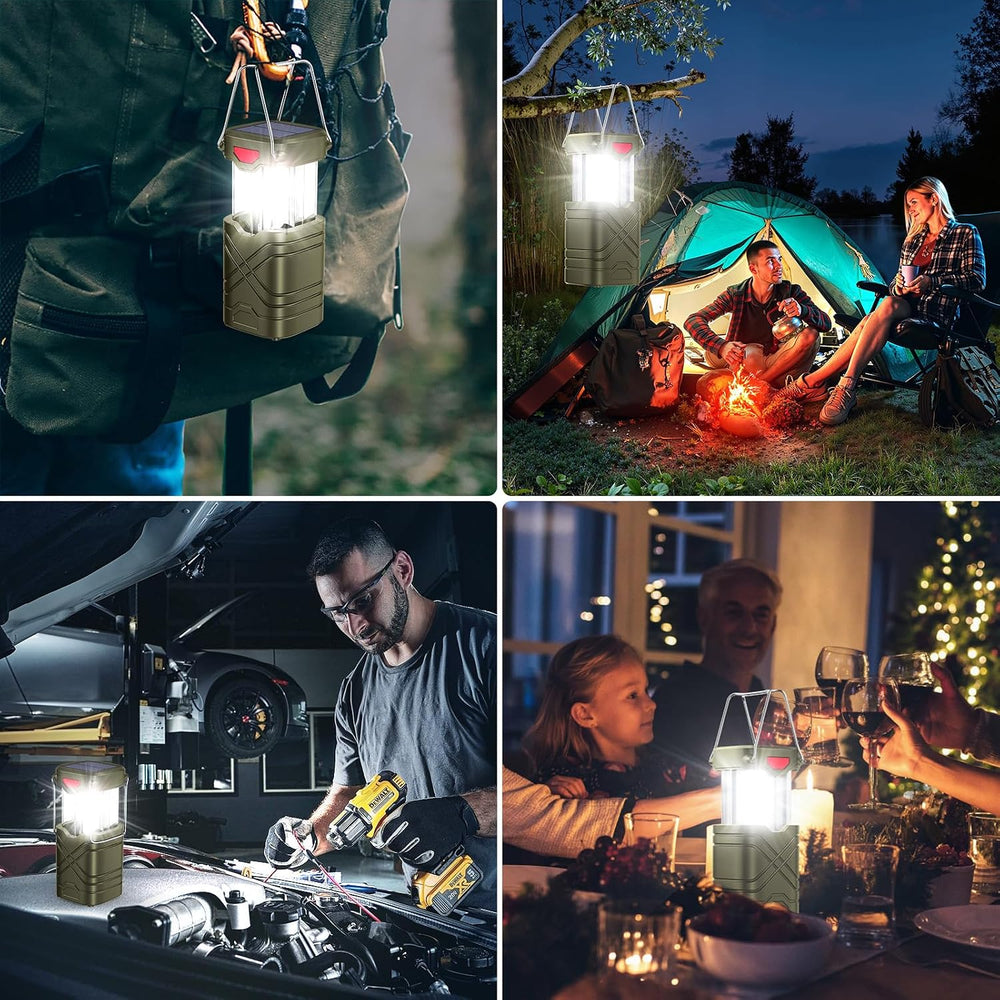 LETMY 4 Pack Camping Lantern, Rechargeable LED Lanterns, Solar Lantern Batter...