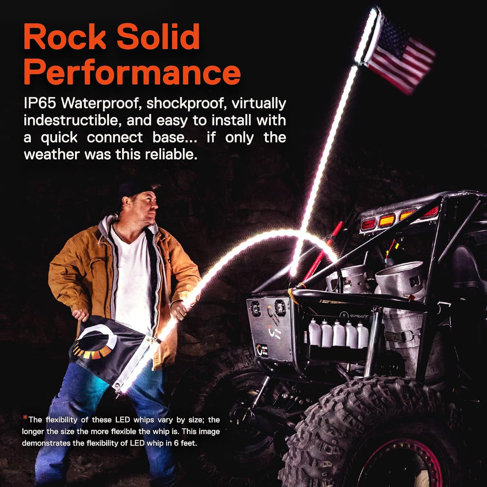 True Mods 2pc 3ft Spiral RGB LED Whip Light for UTV ATV [RF Wireless Remote] ...