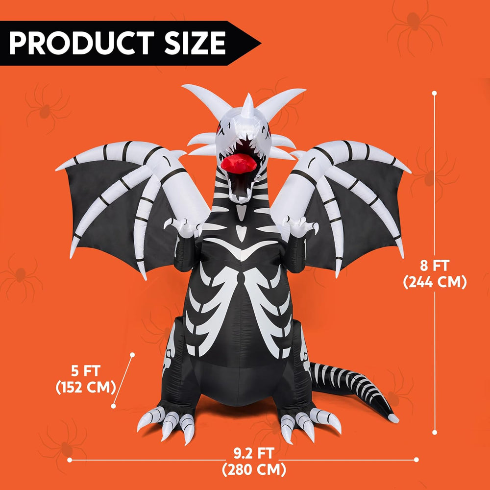 Joiedomi 8 FT Tall Halloween Inflatables Outdoor Skeleton Dragon Decoration, ...