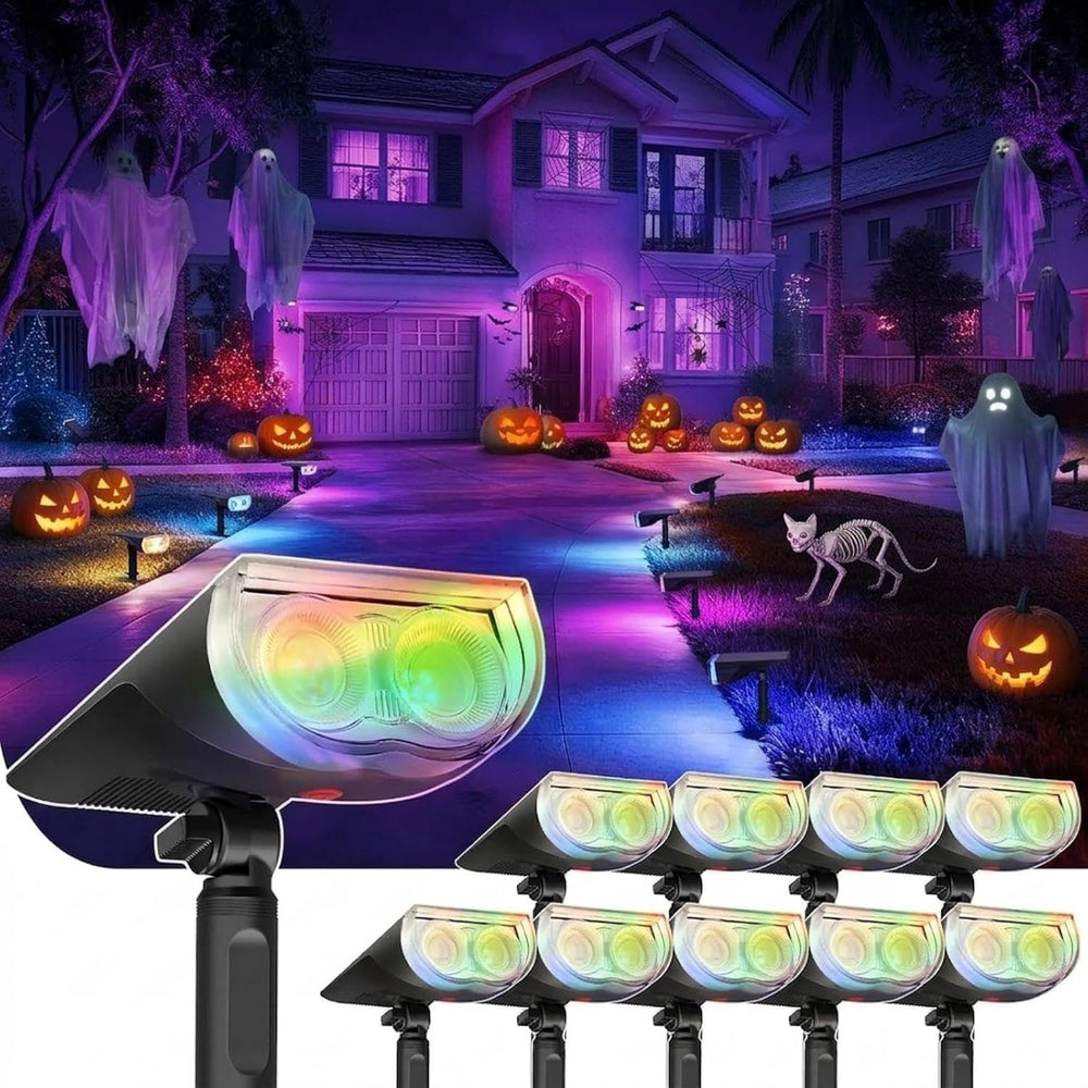 Linkind Halloween Solar Spotlights Outdoor Waterproof Multicolor 10 Pack