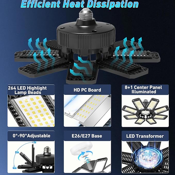 Garage Light 4 Pack - 240W 24000LM 6500K Garage Lights Ceiling LED