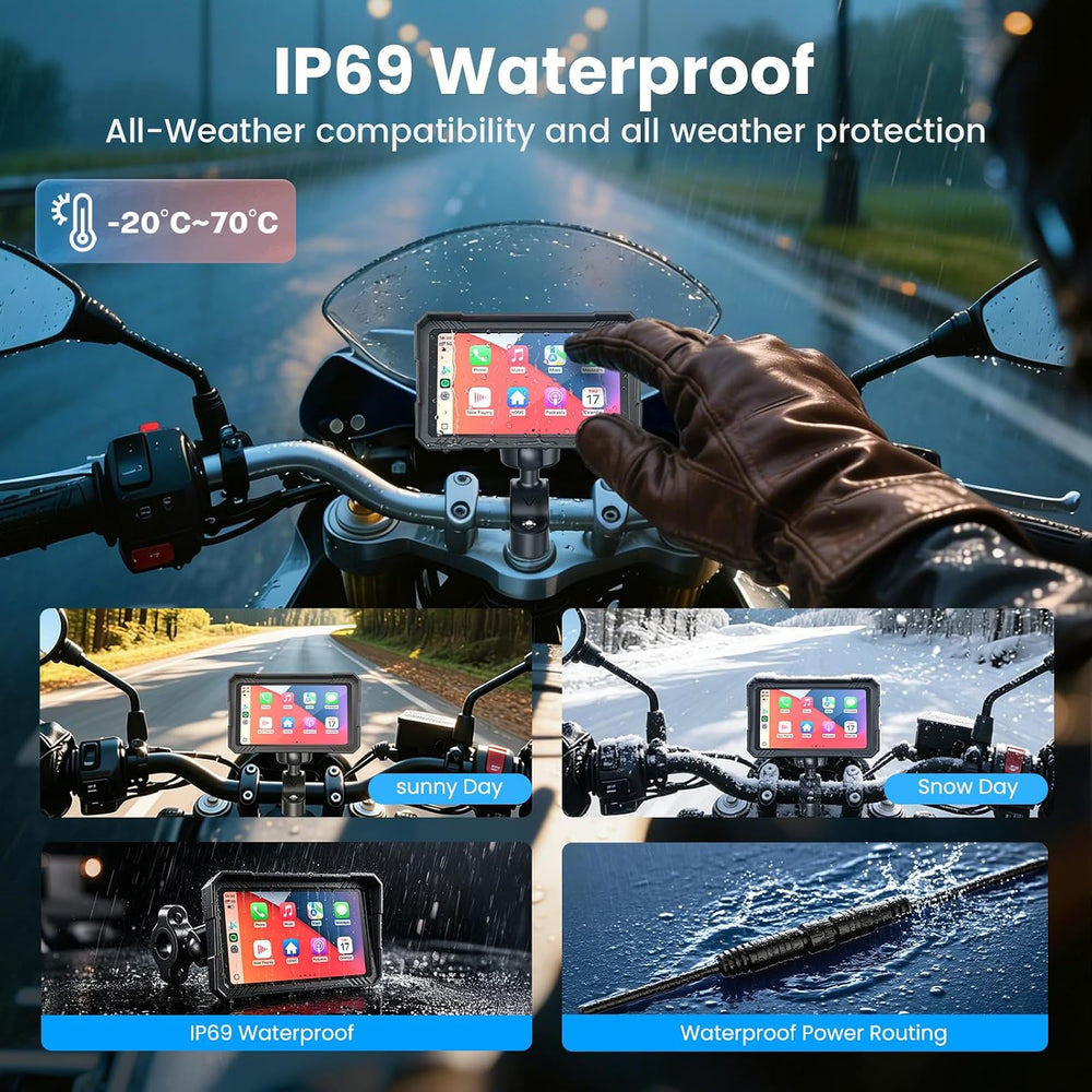 Motorcycle CarPlay Screen with Android Auto – 5” Waterproof GPS Pantalla para...