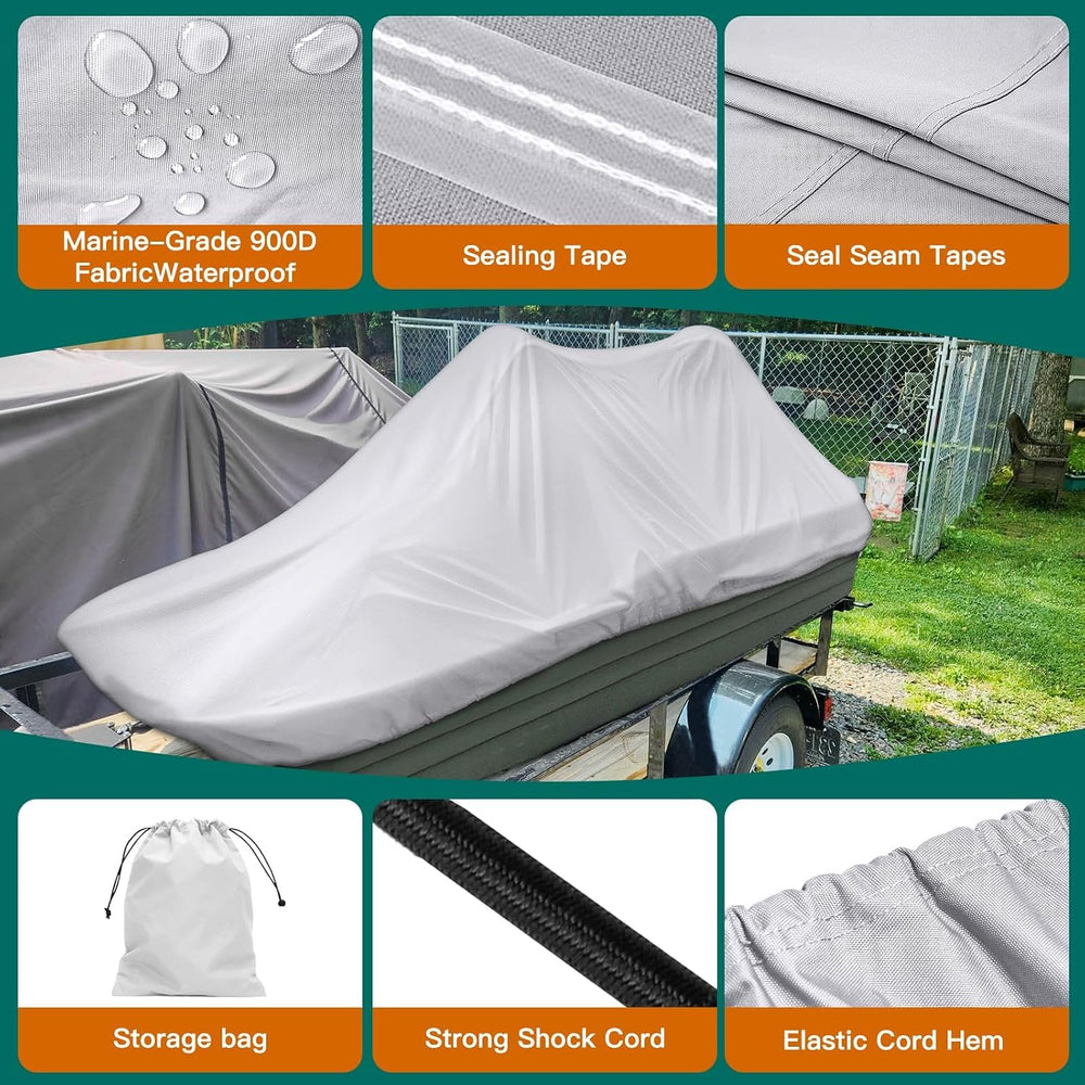900D Waterproof Pond Boat Cover Fits 8'-10'L Pond Prowler Bass Raider...