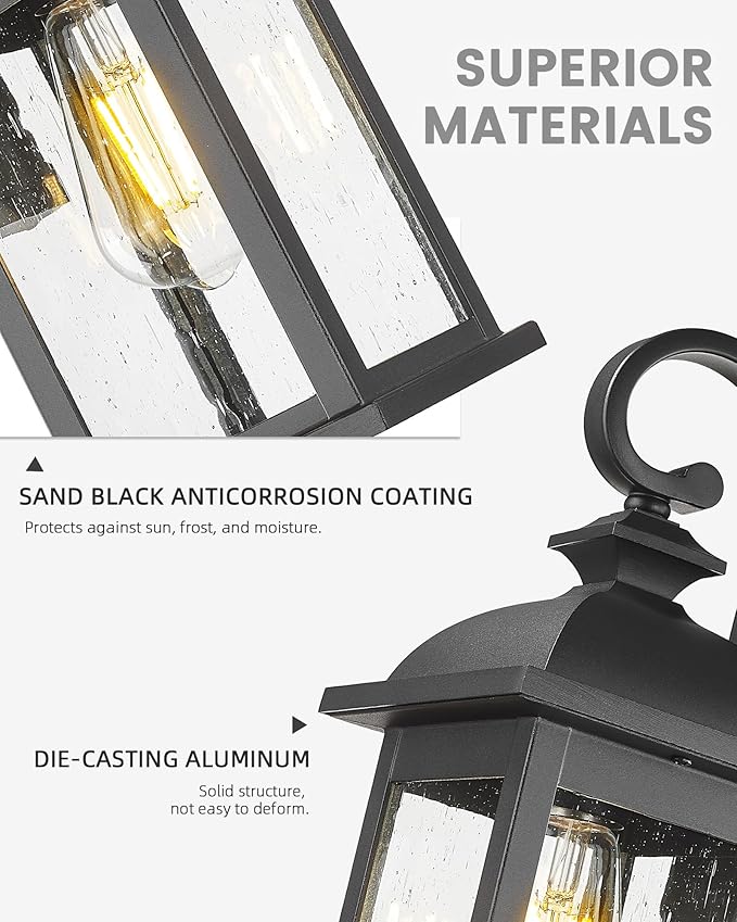FEMILA Dusk to Dawn Outdoor Wall Sconce, Front Porch Light Fixtures Wall Mount