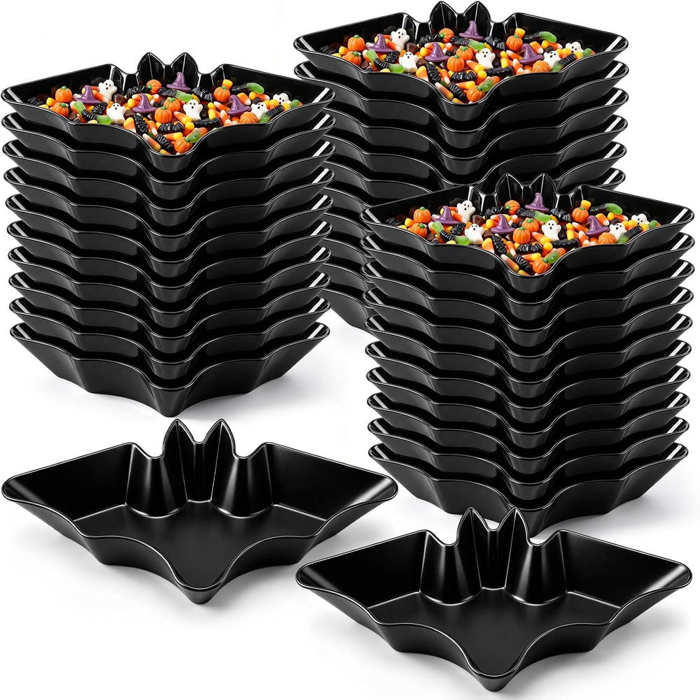 Honeydak 36 Pcs Halloween Candy Bowl, Plastic Bat Shaped Serving Trays