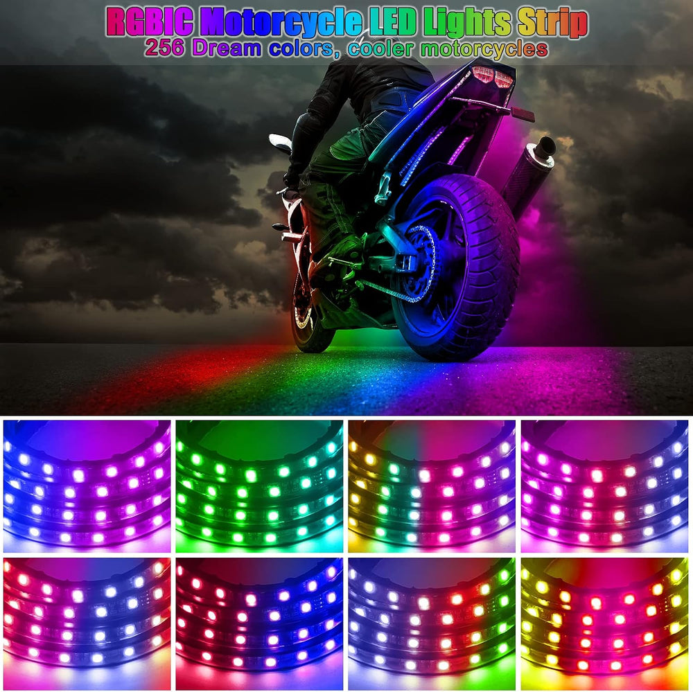 10Pcs Motorcycle LED Underglow Kit APP for Harley Honda Suzuki