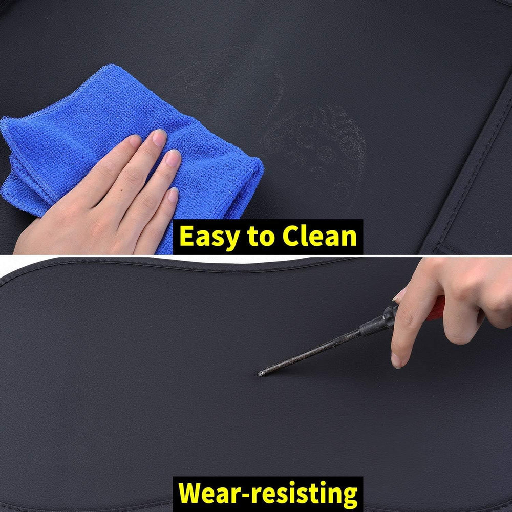 Aierxuan 2 Front Seat Covers Universal Fit Waterproof Leather, Black-Blue