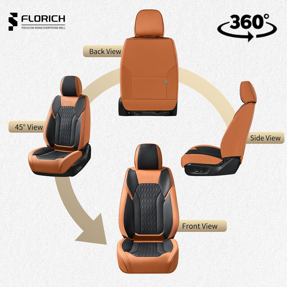 FLORICH Seat Covers, Car Seat Covers Full Set, Luxury Nappa Leather Seat Cove...