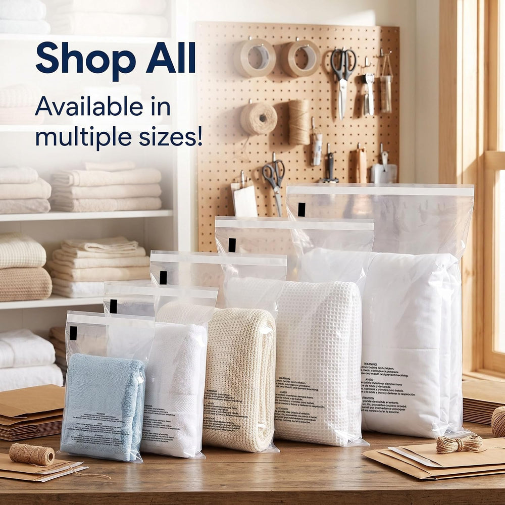 16" X 20" (100 Count) Self-Seal Clear Poly Bags With Suffocation Wa...