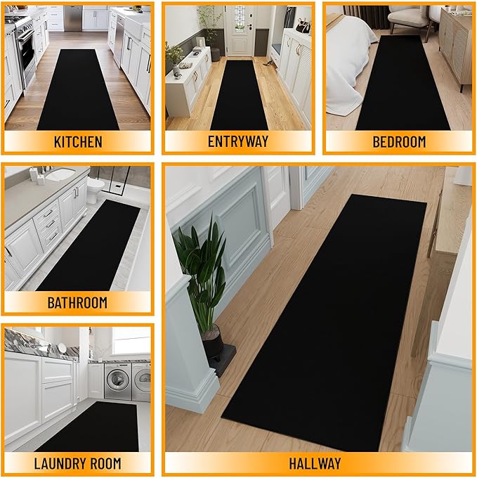 Ottomanson Hallway Runner Rug 2'7" x 9'10" Non Slip Solid A...