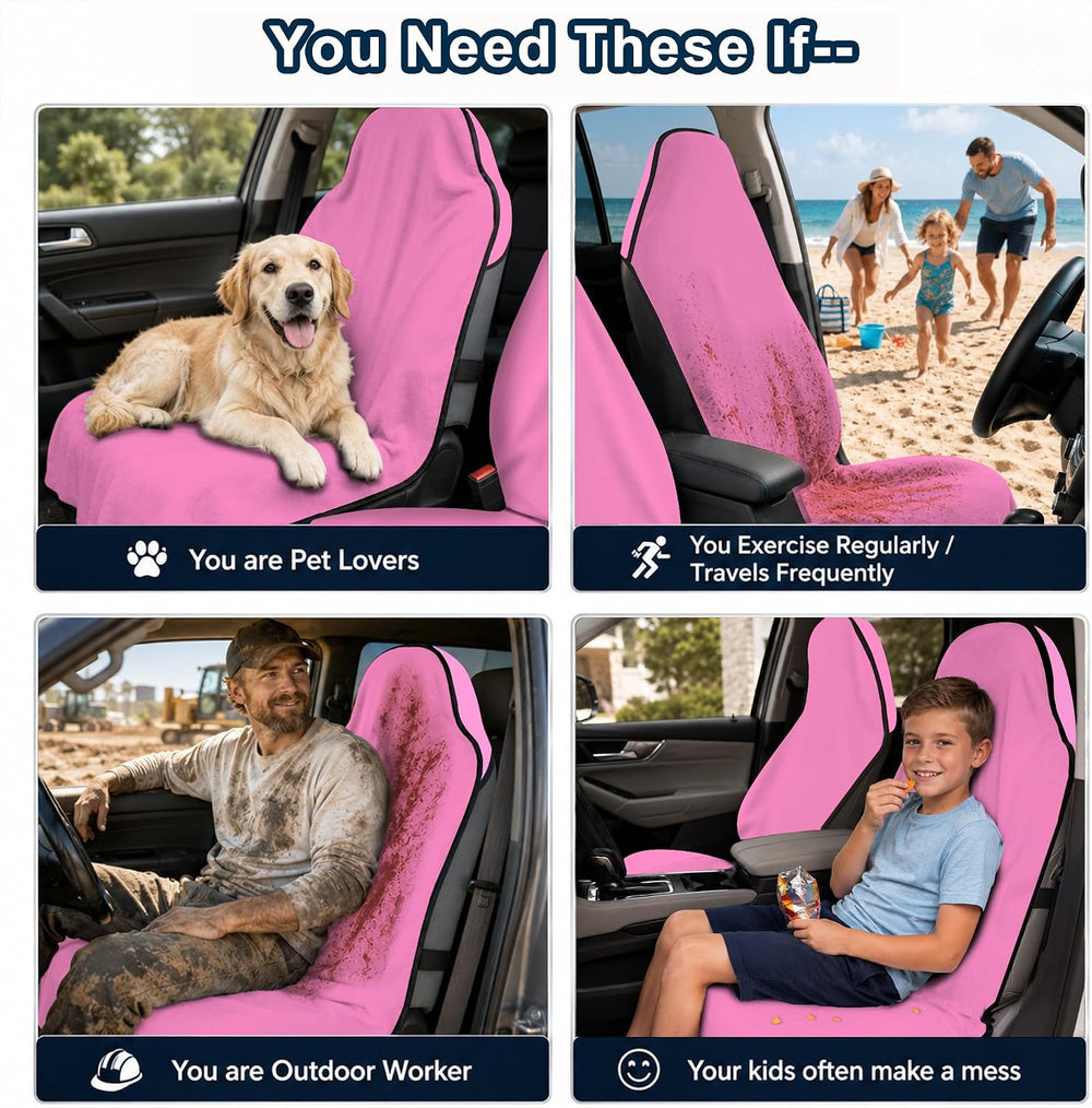 Car Seat Towel Cover 2 Pack for Front Seats, Sweat Absorbent Car Seat Protect...