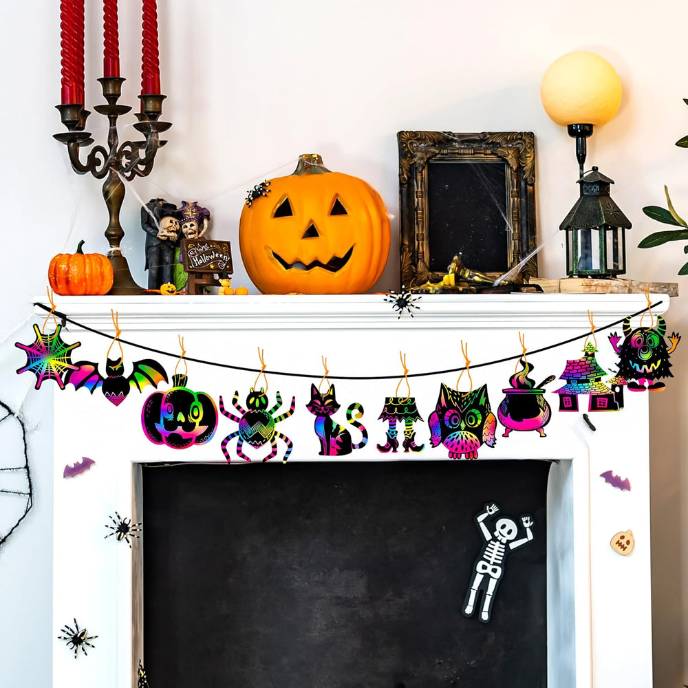 JOYIN 120 Pcs Halloween Rainbow Scratch Art Crafts for Kid, Halloween Party F...