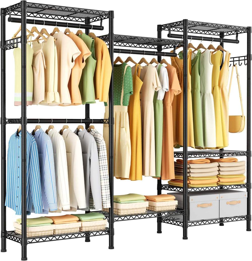 Golpart Heavy Duty Clothes Rack Metal Wardrobe with Adjustable Wire Shelves