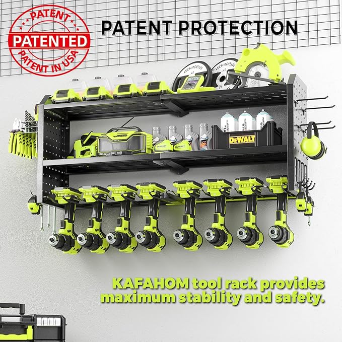 KAFAHOM Power Tool Organizer，Large 8 Drill Holder Wall Mount