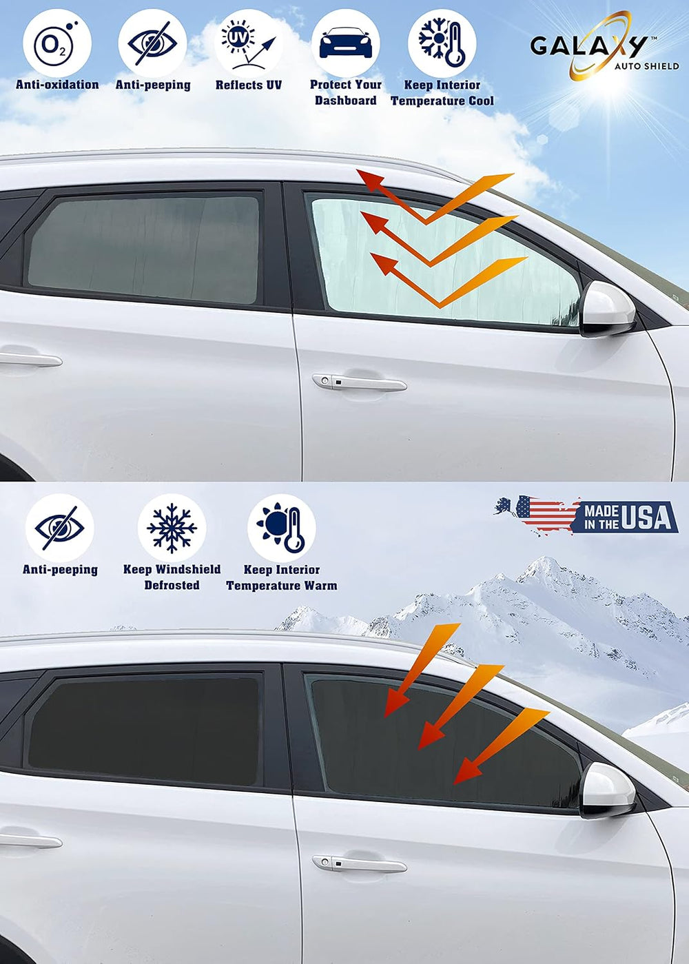 GalaxyAutoShield Custom Fit Front Side Window Sunshades (2pcs) for 2023 2024 ...