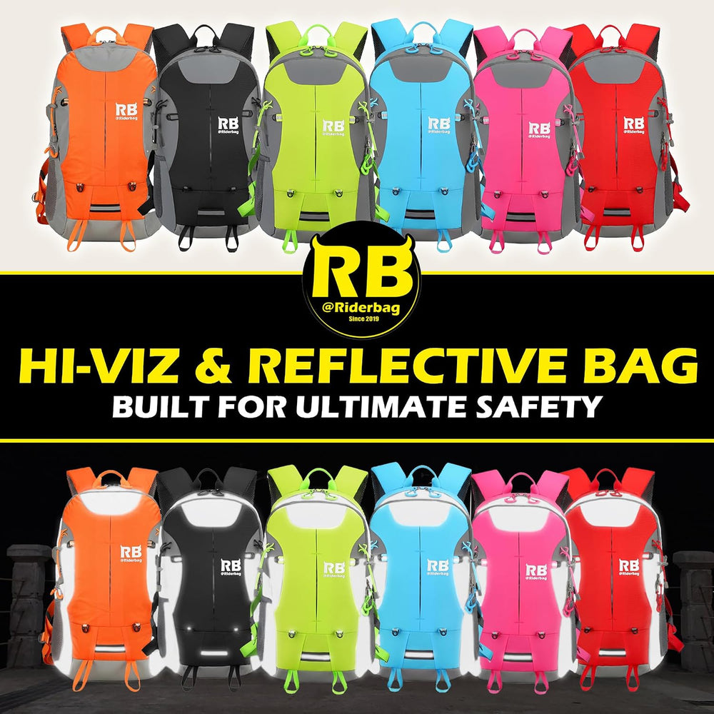 riderbag Reflective Motorcycle Backpack, Hi Viz Commuter Riding Bag | Designe...