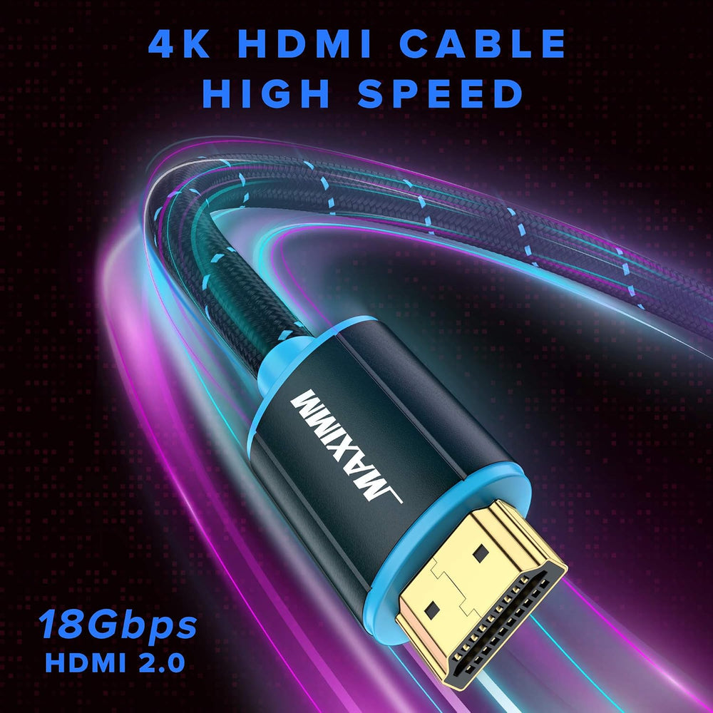 Maximm HDMI Cable 12ft 10-Pack, 4K 60Hz, Braided, 18Gbps, HDMI 2.0