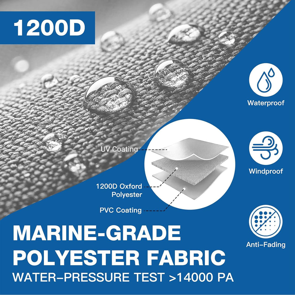 1200D Pond Boat Cover for 8'-10'L,Gray