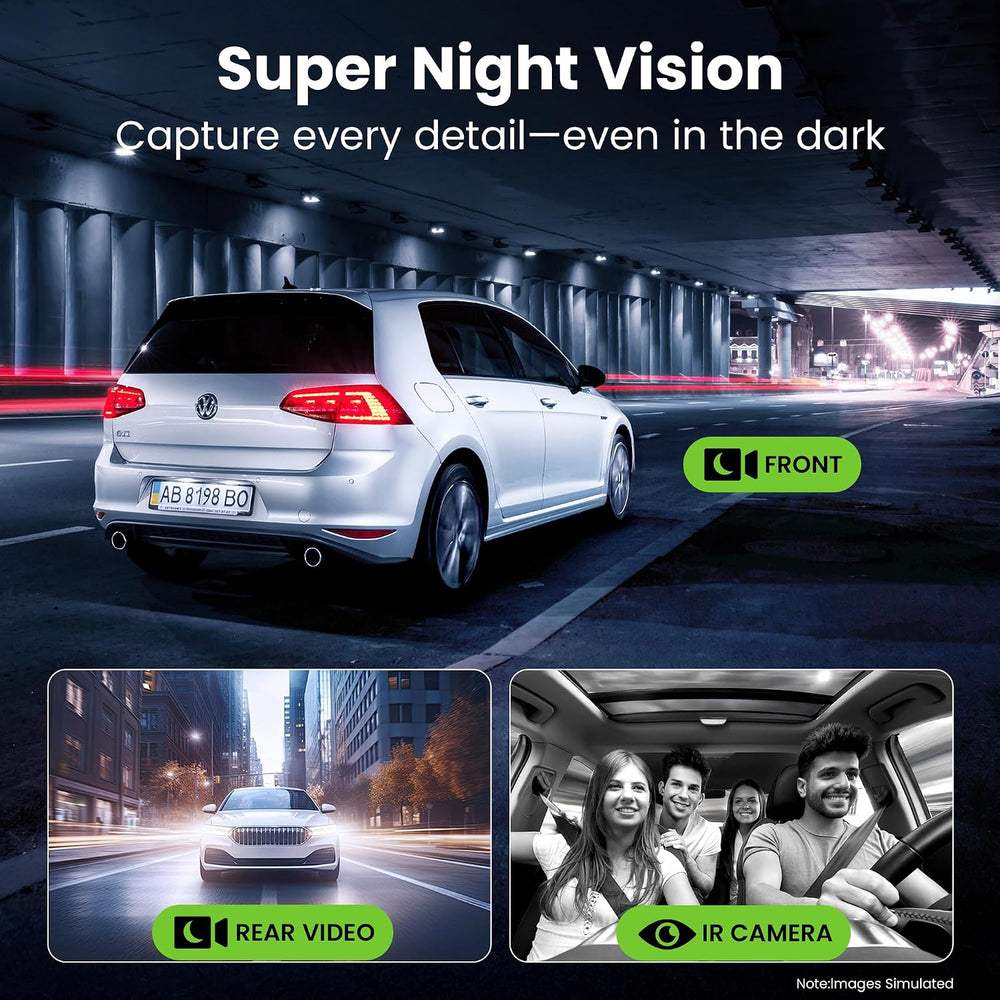 GEARit 4K 3 Channel Dash Cam with Front, Rear and Inside Cameras