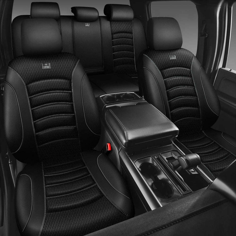 CAR PASS Comfortable 3D Foam Mesh Leather Car Seat Covers Full Sets, Air Cool...
